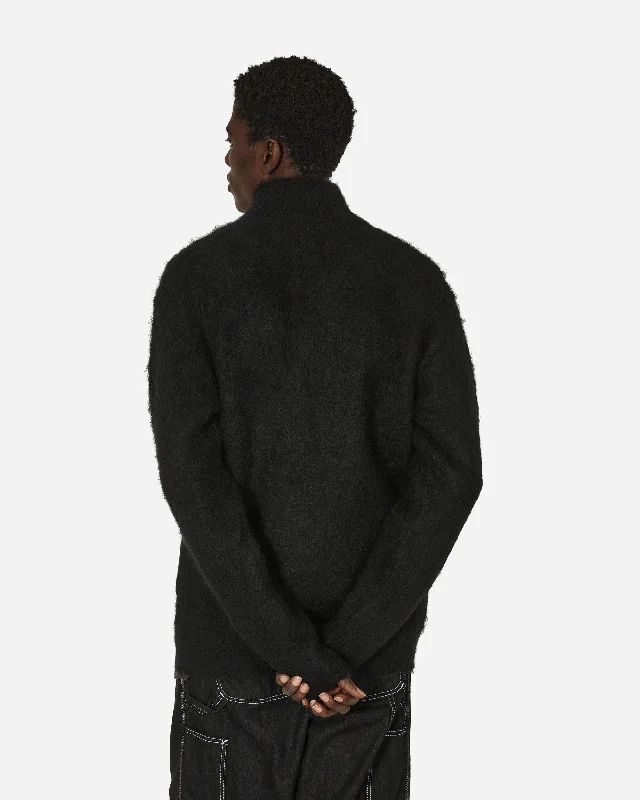 Zipped Mohair Cardigan Black