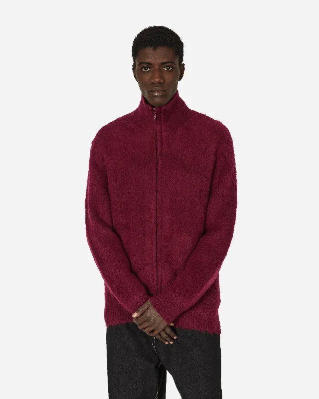 Zipped Mohair Cardigan Bordeaux