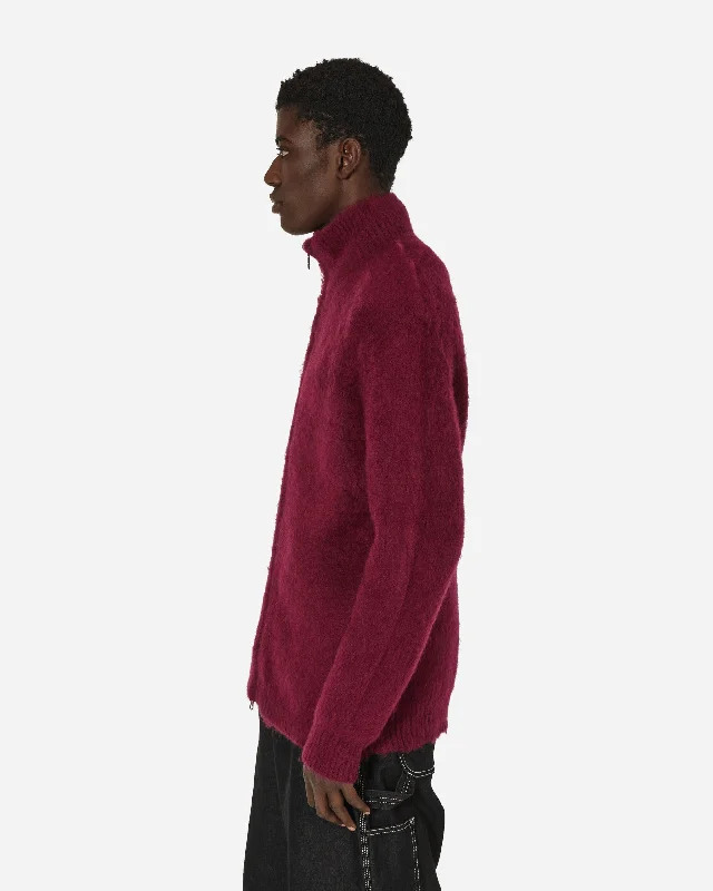 Zipped Mohair Cardigan Bordeaux