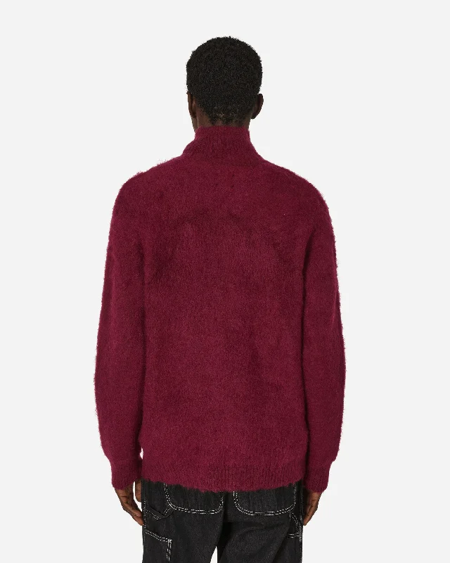 Zipped Mohair Cardigan Bordeaux