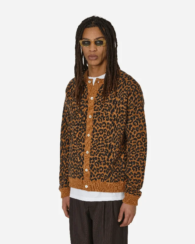 Leopard Cardigan Sweater Brown