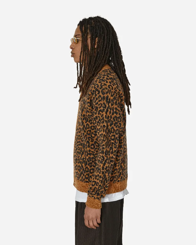 Leopard Cardigan Sweater Brown