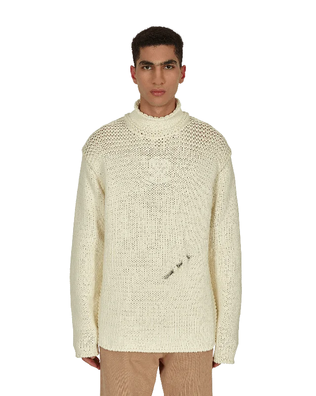 Meteornail Knit Zip Mockneck Sweater White