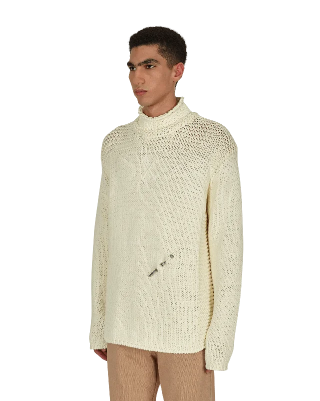 Meteornail Knit Zip Mockneck Sweater White