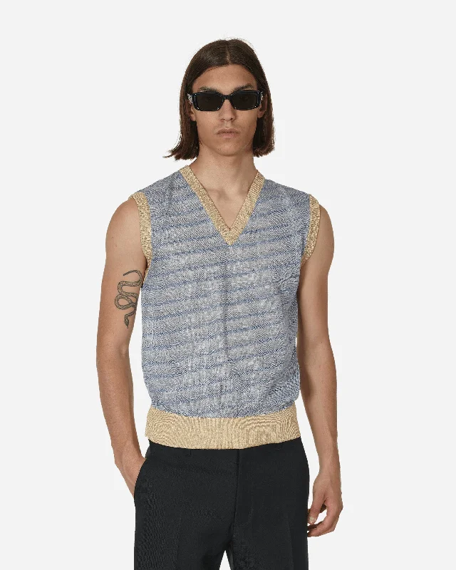 Static Stripes Knitted Vest Blue