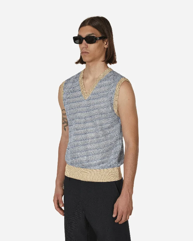 Static Stripes Knitted Vest Blue