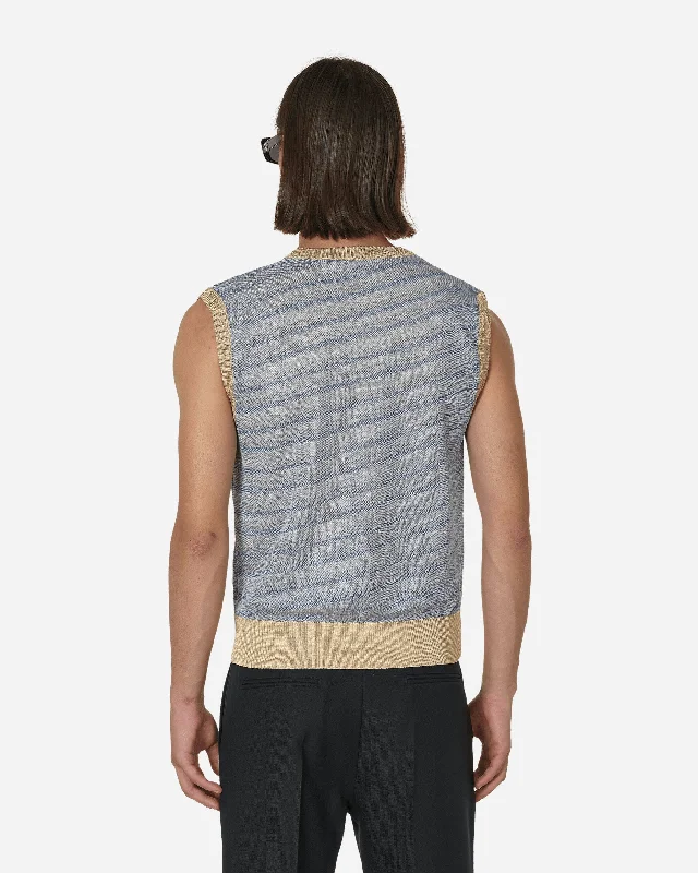 Static Stripes Knitted Vest Blue