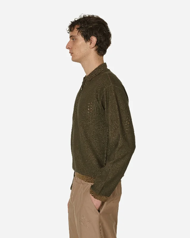 Merino Polo Sweater Military Green