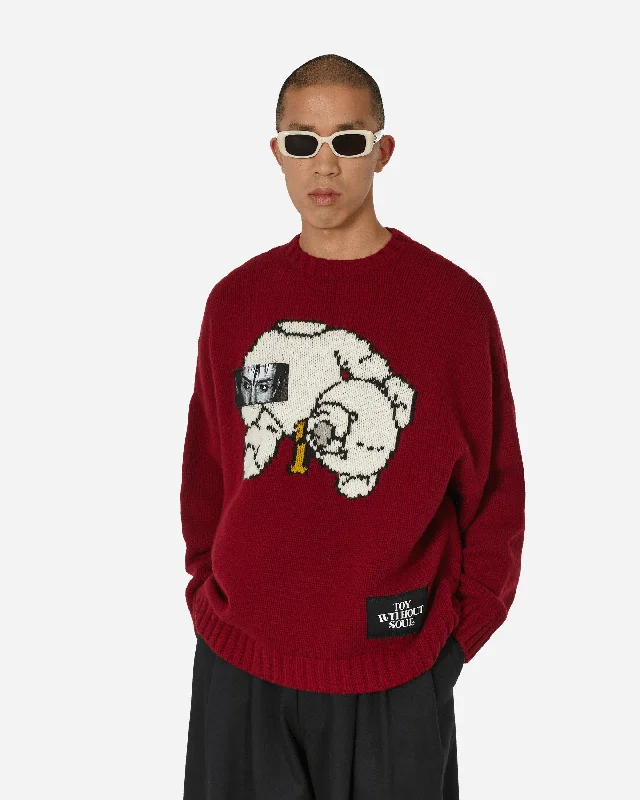 Teddy Bear Crewneck Sweater Bordeaux