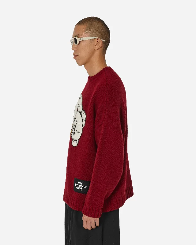 Teddy Bear Crewneck Sweater Bordeaux