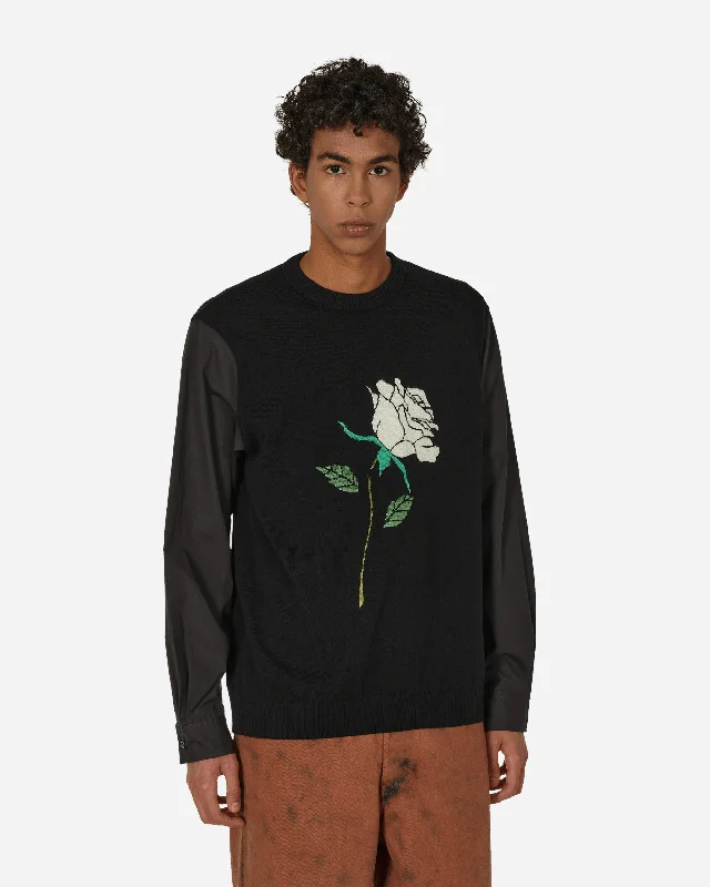 White Rose Crewneck Sweater Black